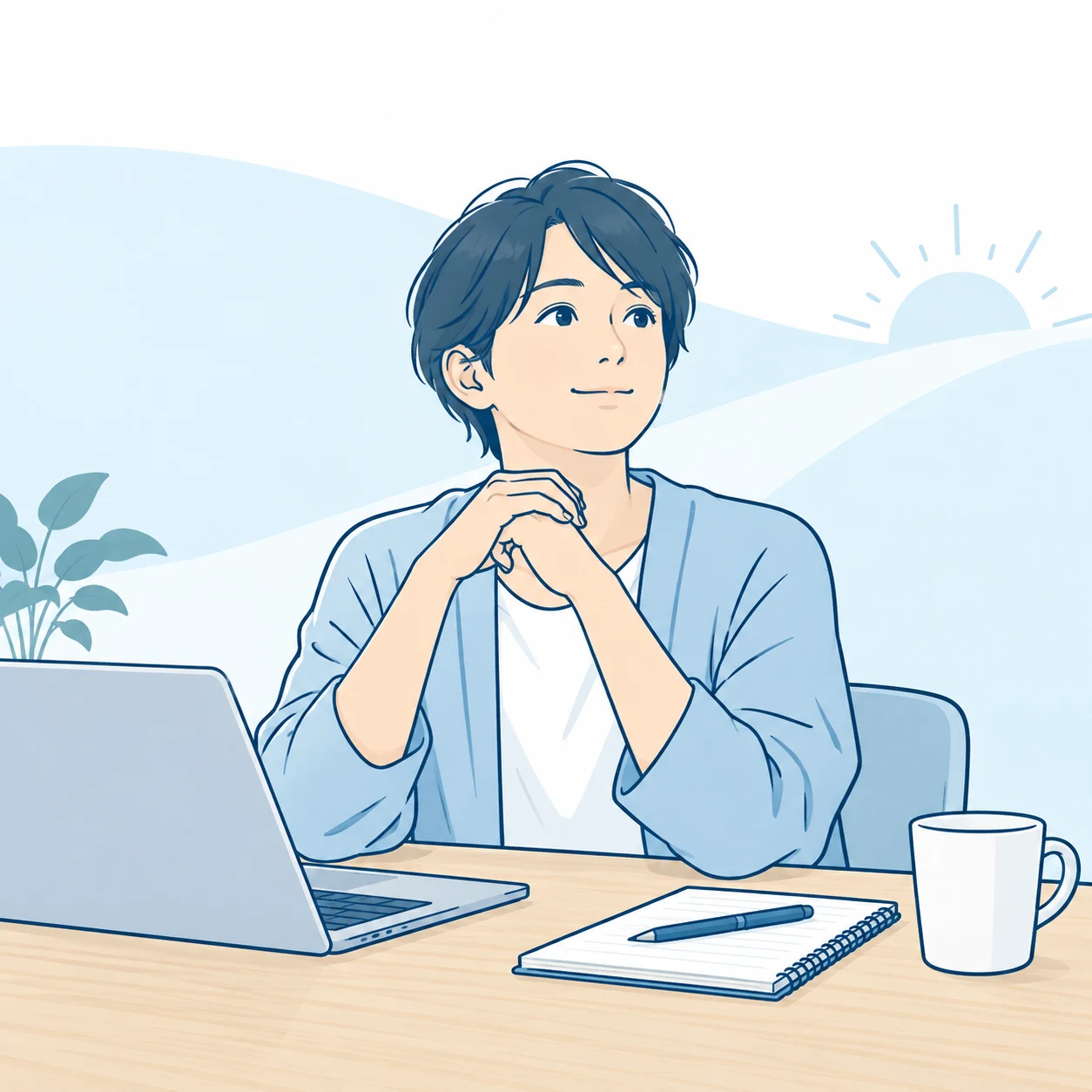就職への準備を進める人のイラスト。実際の利用者の肖像ではありません